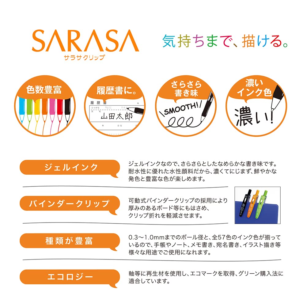 Sarasa Clip Gel Retractable Pen - Black (Set of 5)