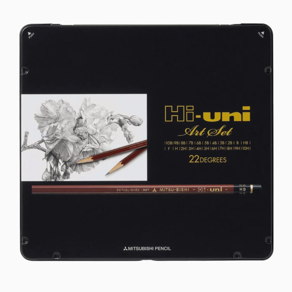 Mitsubishi Hi-Uni Pencil Art Set - 10B to 10H - Box of 22