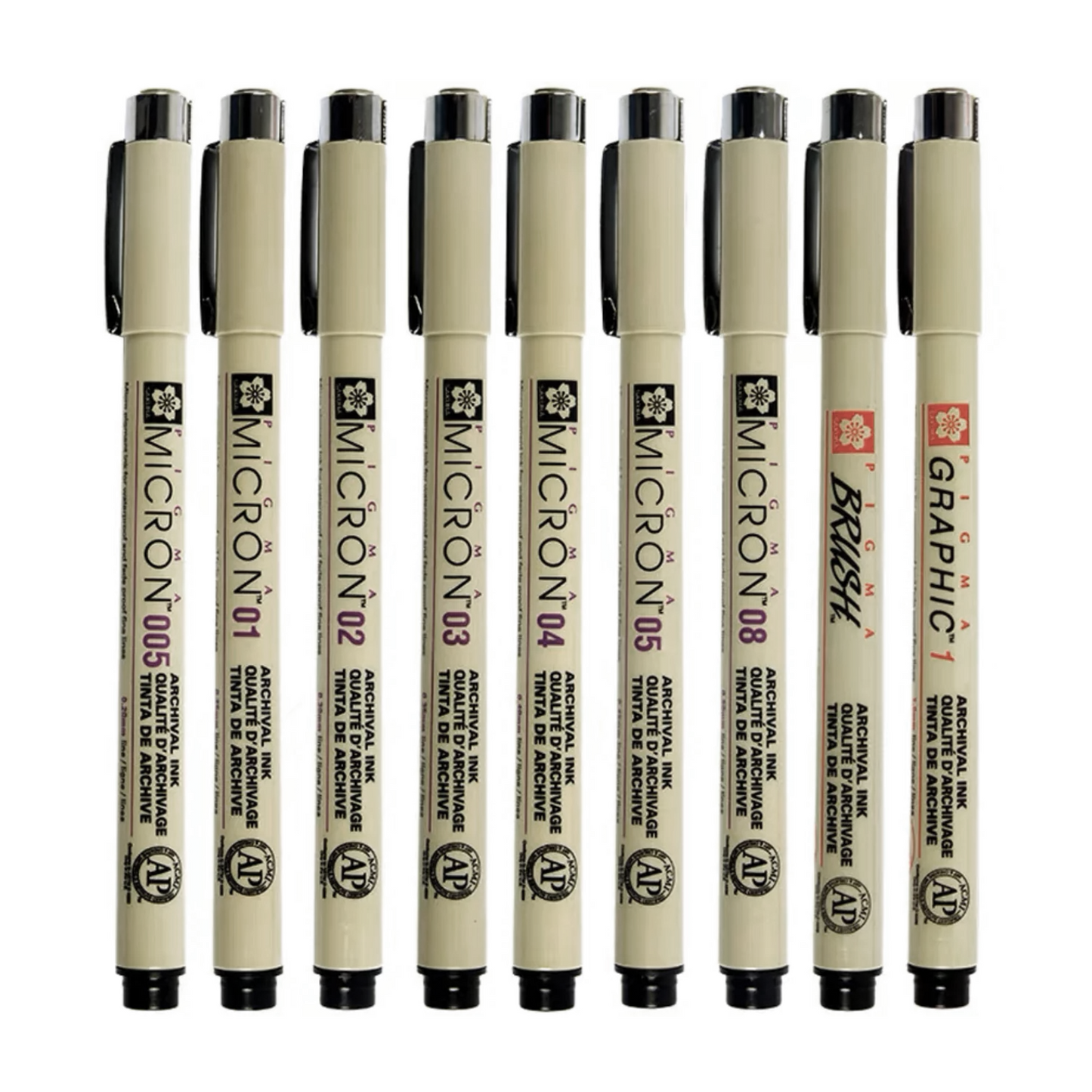 Pigma Micron - Set of 9 Black